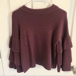 Mauve Ruffle Sleeve Sweater | Size M